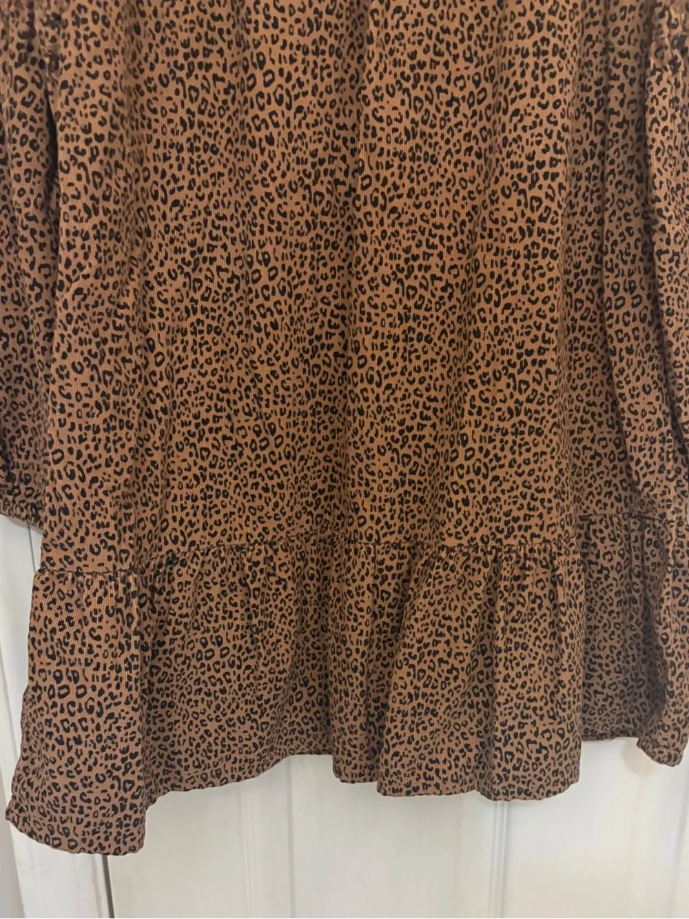GAP Leopard Print Corduroy Long Sleeve Dress